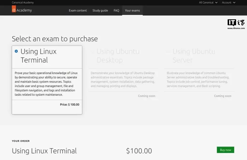 Canonical 上线 Ubuntu 专业技能认证平台,首项考核科目“使用 Linux 终端”考试费 100 美元