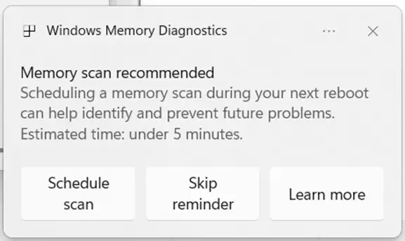 快速定位问题所在，微软将为 Windows 11 系统新增蓝屏后扫描内存功能