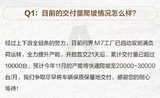 27.98万元起 全新问界M7上市36天交付破20000台!产能还在上升