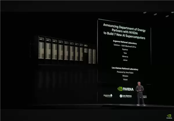 NVIDIA为美国政府打造七座AI超算:10万块Blackwell GPU、22万亿亿次算力