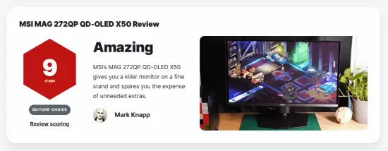 微星MAG 272QP QD-OLED X50评测:9分高分电竞屏,性价比出众