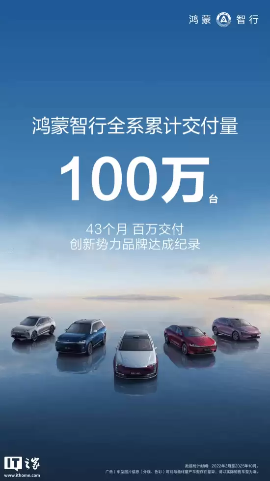 鸿蒙智行43个月交付破百万,创中国新势力最快纪录