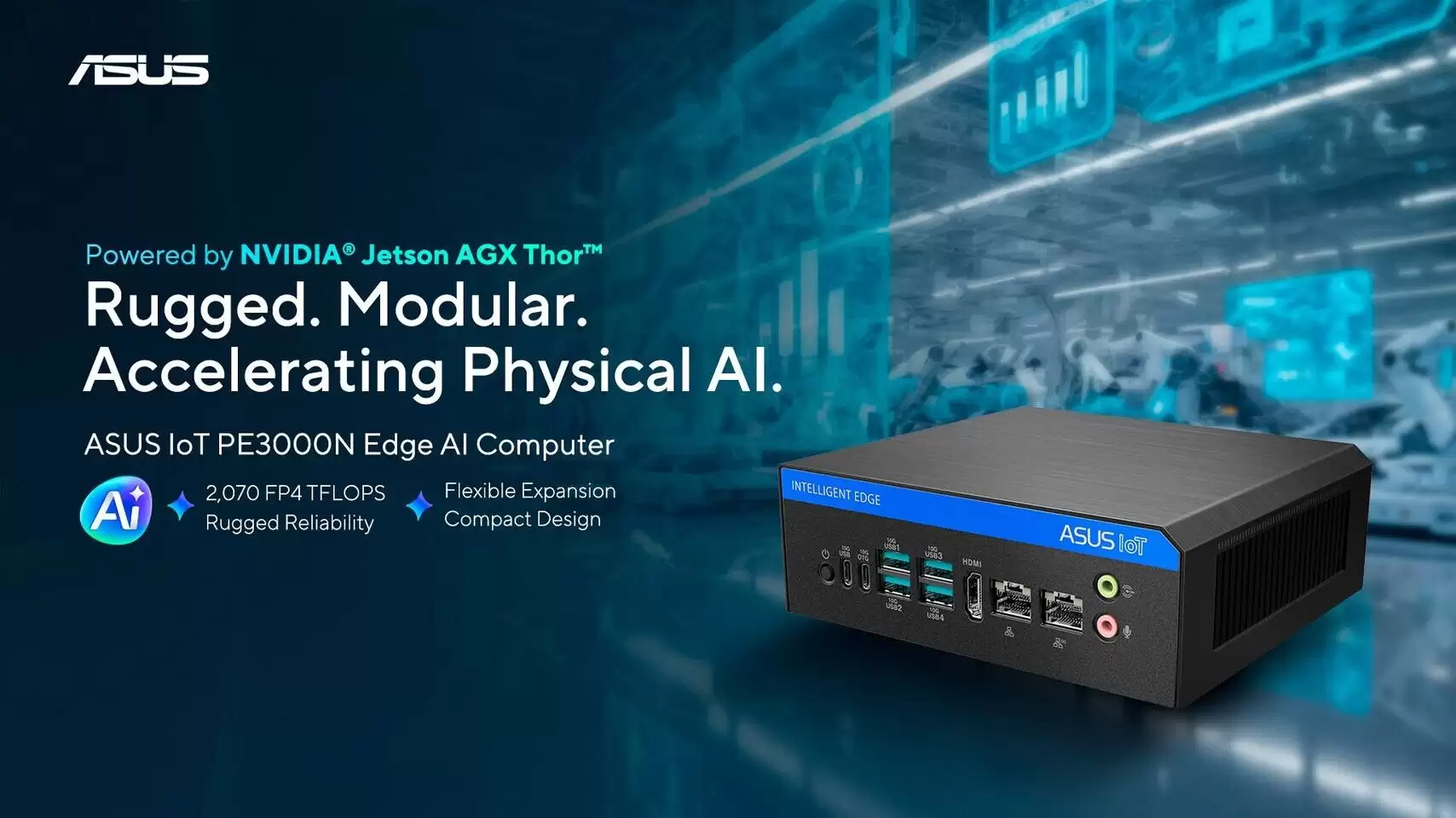 华硕推PE3000N迷你电脑：首批搭载英伟达T5000模块，AI算力2070 FP4 TFLOPS