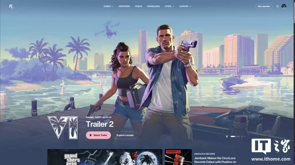 《GTA6》第三支预告片即将发布?R星官网首页焕然一新