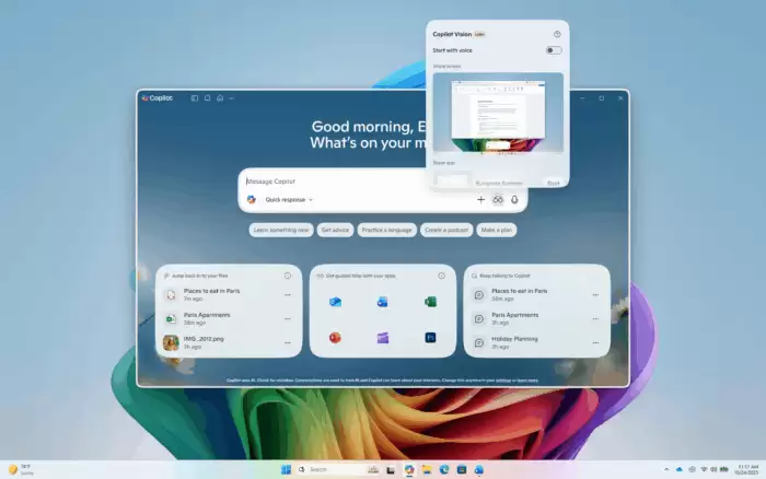 不再吵扰同事:微软 Win11 版 AI 视觉助手 Copilot Vision 首次支持文本输入