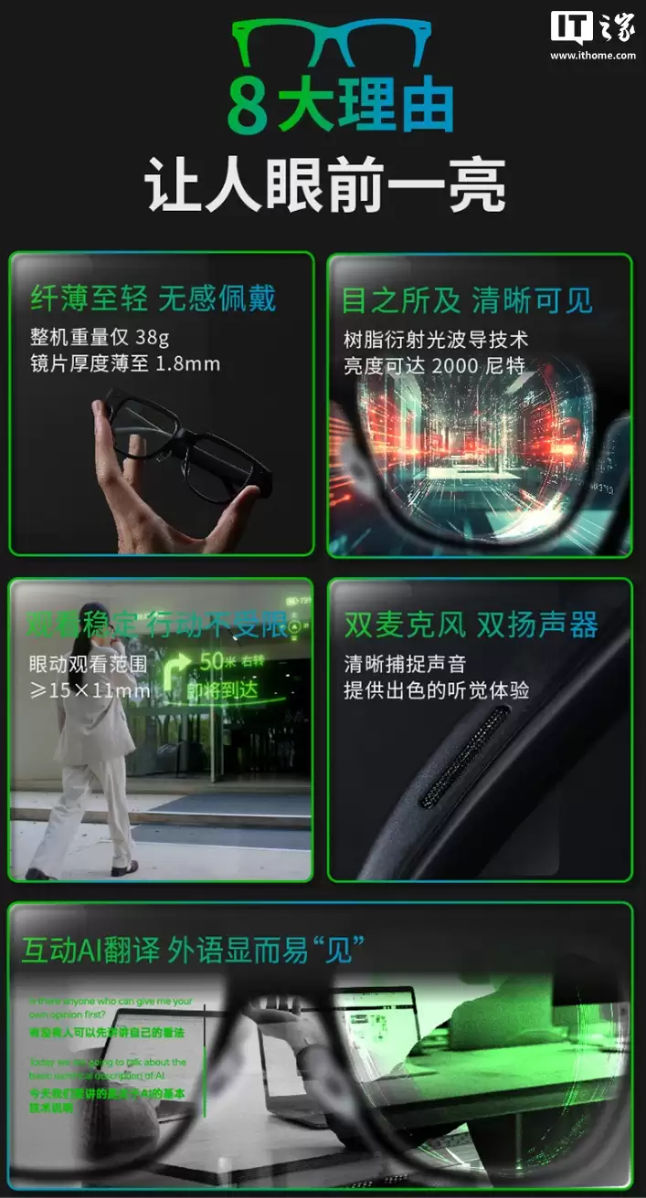 首发价 3999 元:联想 AI 眼镜 V1 发布,38 克轻量设计、支持 AI 问答 / 智能导航等,11 月 9 日开售