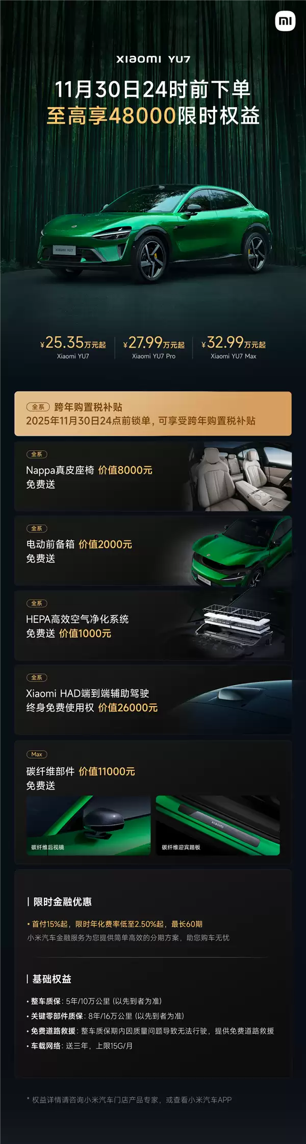 3张图看懂小米汽车11月购车权益：限时至高享49000元