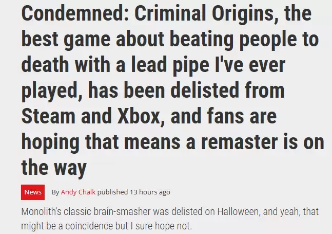 经典恐怖游戏死刑犯：罪恶起源全平台下架引重磅猜测