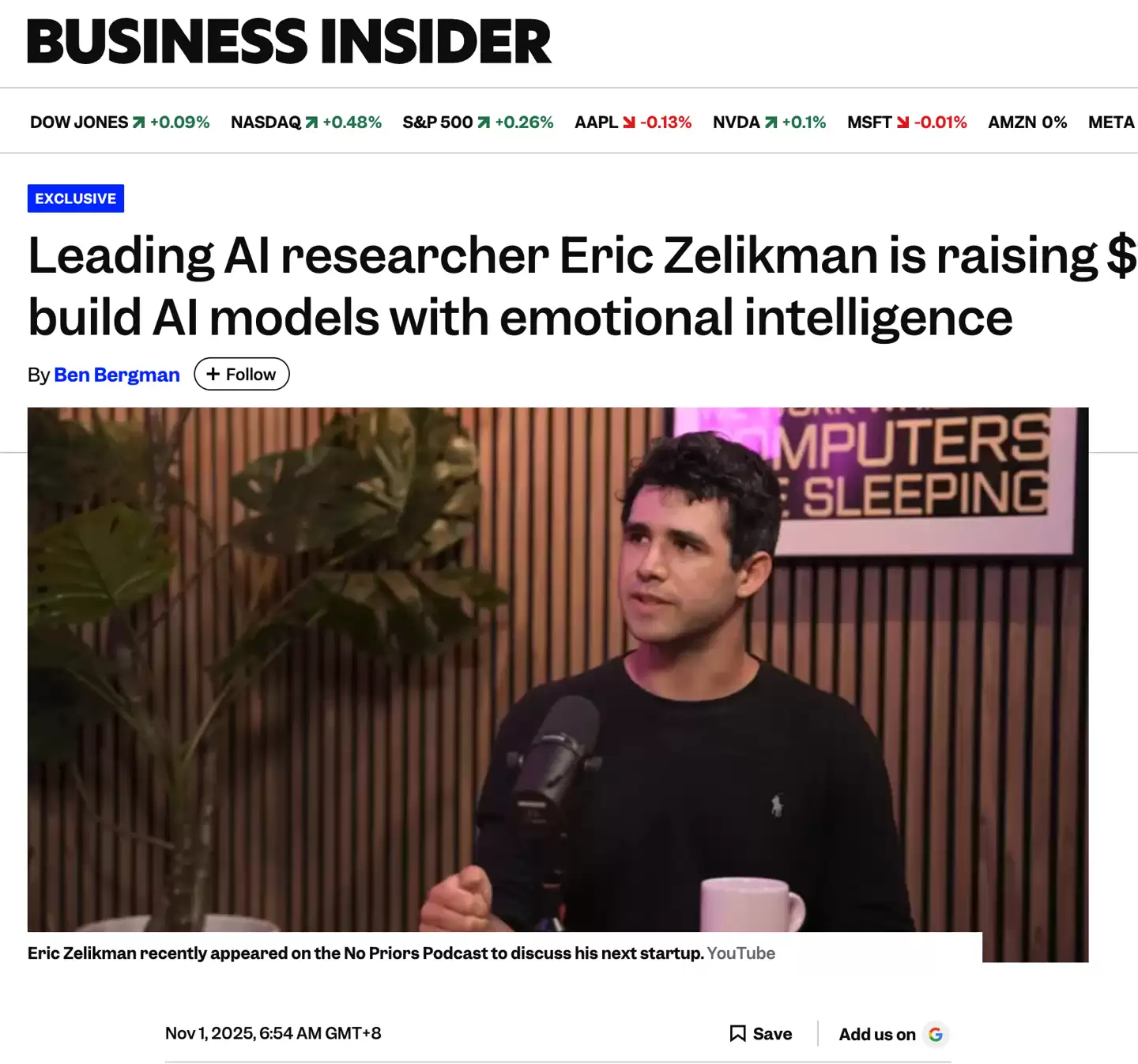 从 xAI 出走的顶尖研究员泽利克曼启动创业项目,目标让 AI 模型“有情商”