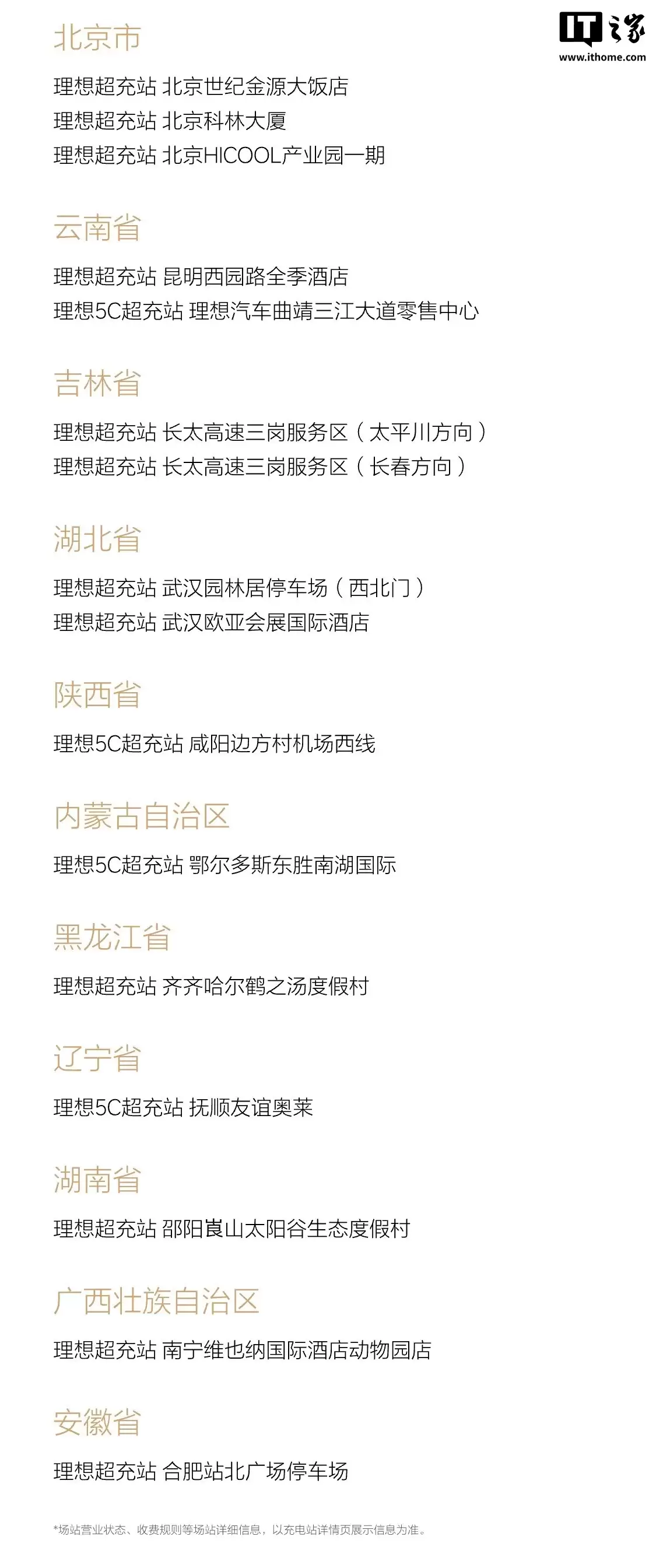 理想超充站累计上线破3500座,首次落地黑龙江省齐齐哈尔市、辽宁省抚顺市