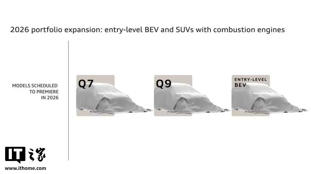 奥迪预告明年三款重磅新车：新一代 Q7、首款 Q9 及入门纯电动车型