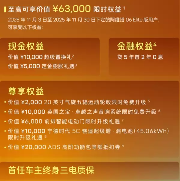 标配华为192线激光雷达！阿维塔06 Elite版上市：20.49万起