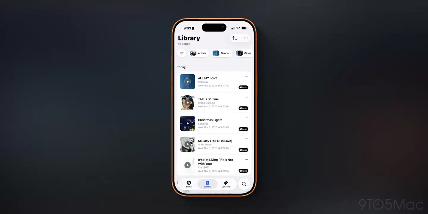 苹果第一方音乐识别 App Shazam iOS 端更新 26.0 版，换装流态玻璃界面
