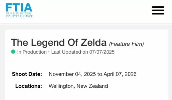 任天堂神作改编！《塞尔达传说》首部真人电影开拍：2027年5月正式上映
