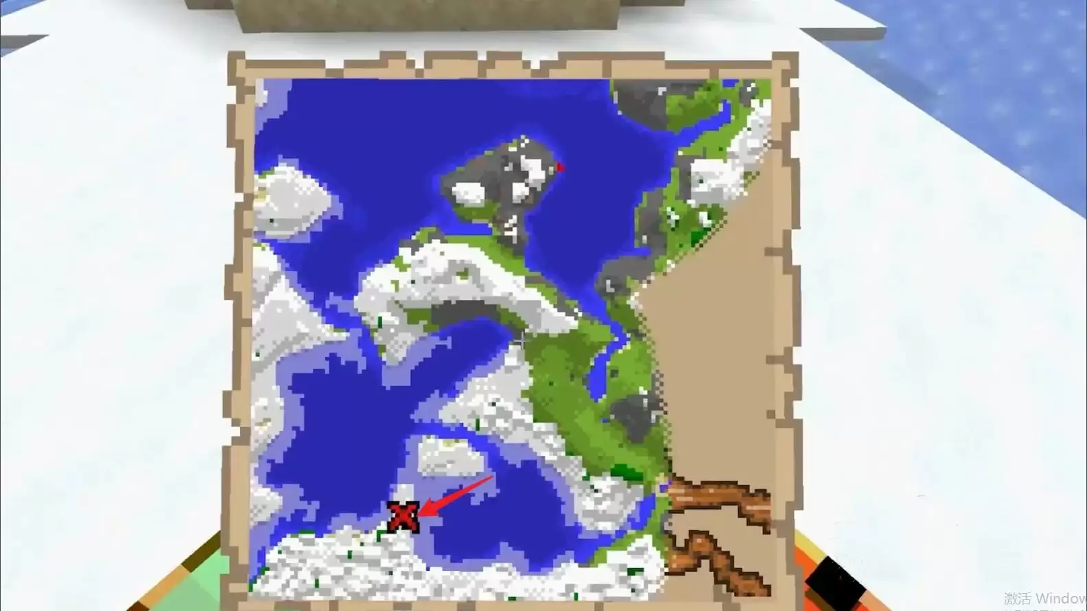 我的世界藏宝图有个红叉在哪找