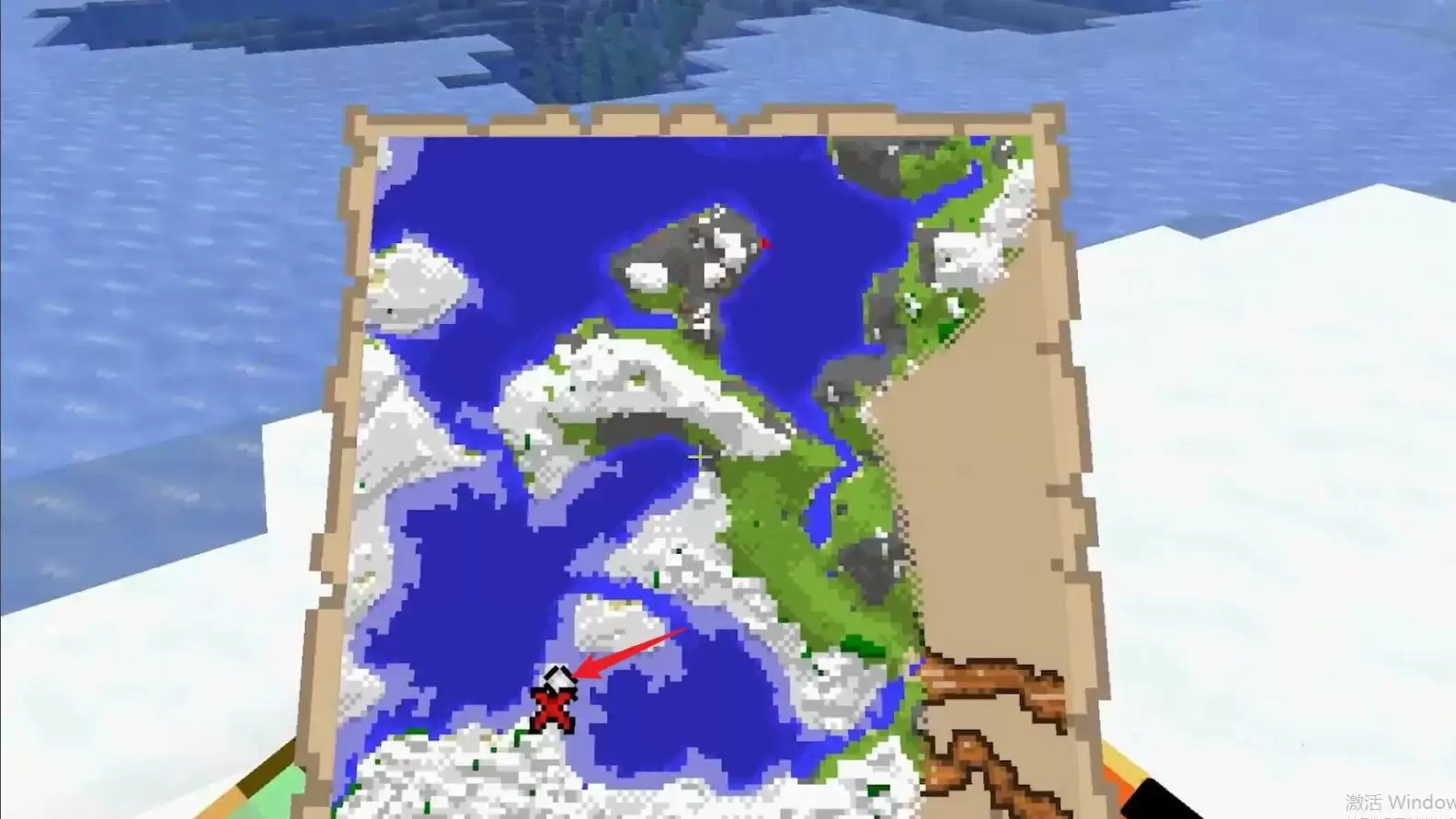 我的世界藏宝图有个红叉在哪找