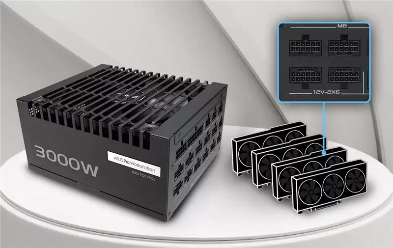 旗舰 3000W：华硕推出 Pro WS Platinum 系列电源，可支持 4 张 RTX 5090 显卡