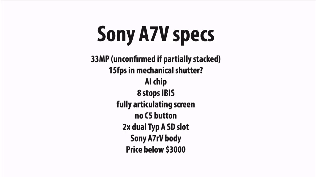 索尼 A7V 全画幅微单相机被曝 12 月登场:3300 万像素传感器、无 C5 按钮