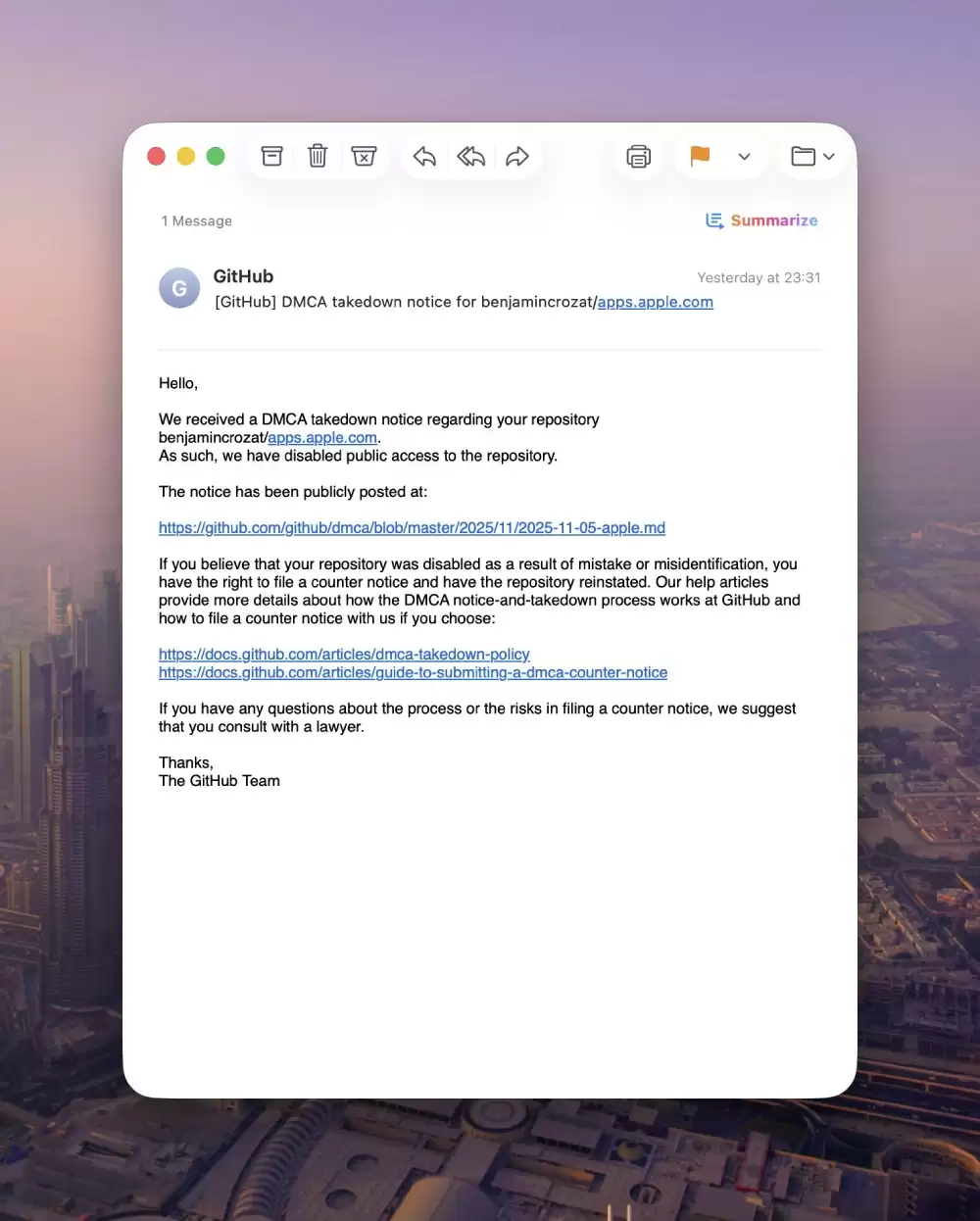 苹果就 App Store 前端代码泄露问题向微软 GitHub 发通知函，清理 8270 个仓库