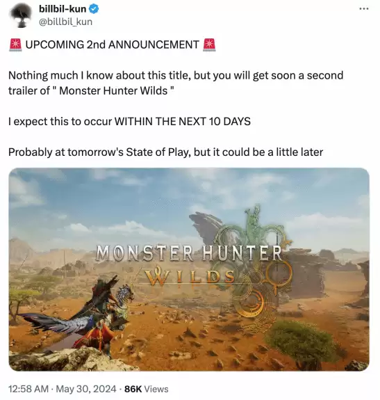 怪物猎人:荒野新预告或将近期发布