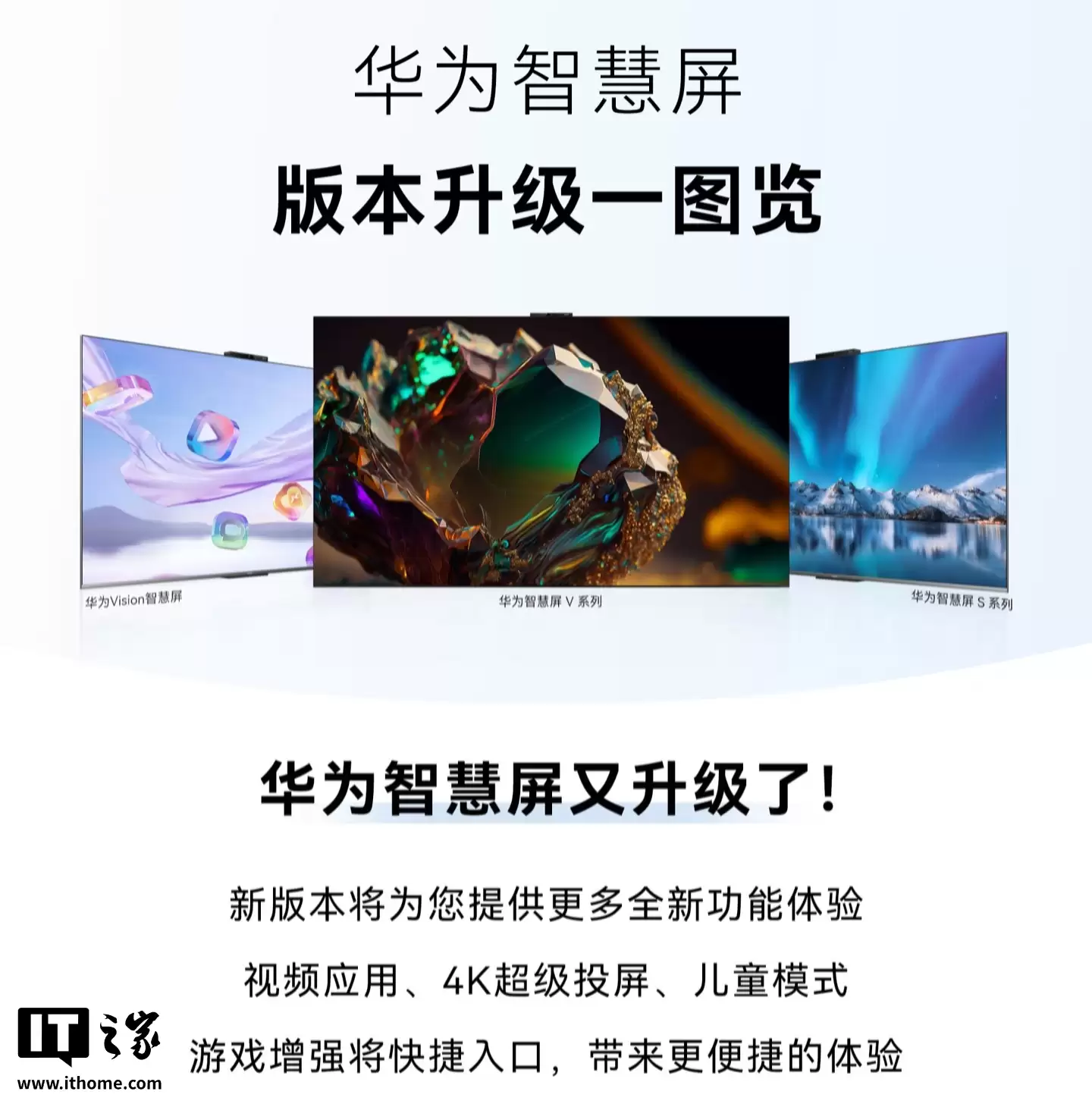 华为智慧屏更新计划公布：升级 4K 超级投屏、游戏 UX 全面优化等