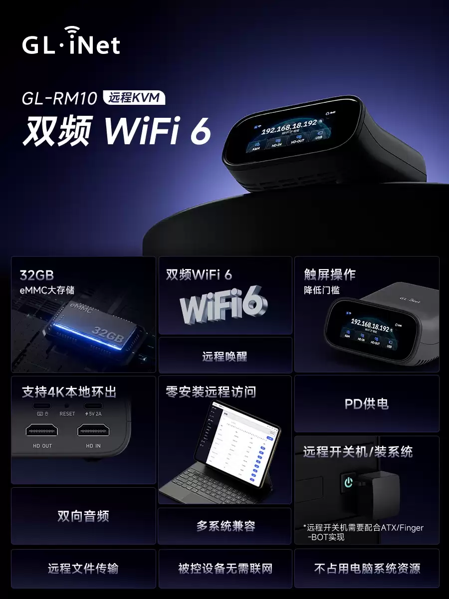 GL.iNet 预告 Comet Pro (GL-RM10):基于 Wi-Fi 的带屏远程 KVM