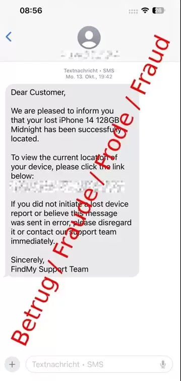 新骗局肆虐网络:用户收到这种 iPhone 找回短信,千万别点