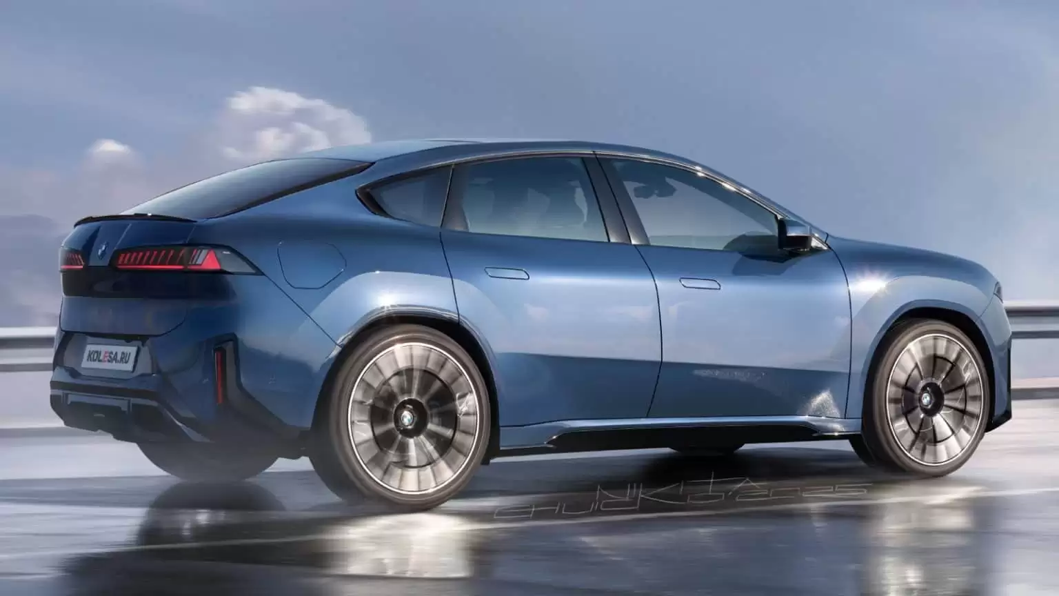 宝马第二款纯电轿跑 SUV：iX4 渲染图首曝，溜背造型、运动风格