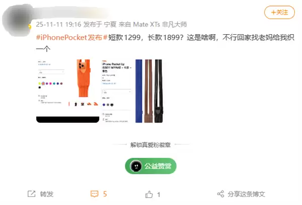 1299元被喷割韭菜!iPhone Pocket引热议 网友:以为苹果发布小折叠屏了