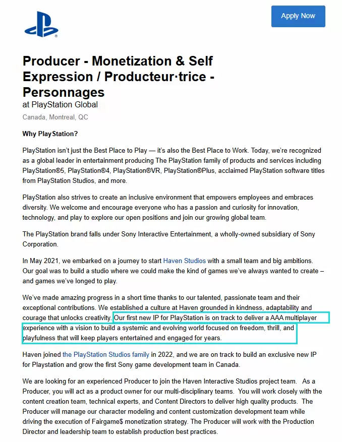 索尼招聘暗示黑人女主多人射击3A游戏开发