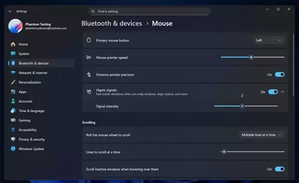 Windows 11新测试版引入触觉反馈支持