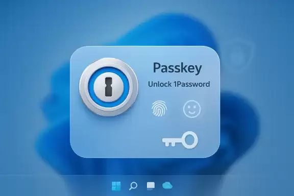 微软 Win11 现原生支持 1Password 和 Bitwarden 等第三方 Passkey 管理器