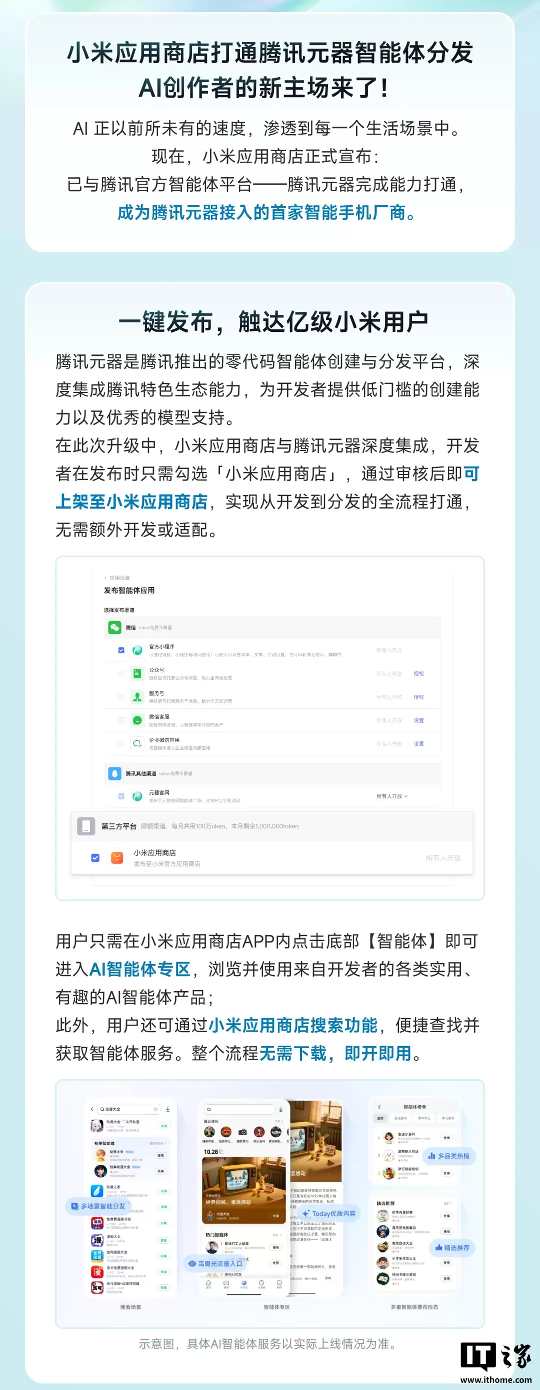 智能手机厂商首家：小米应用商店打通腾讯元器智能体分发，无需额外开发或适配