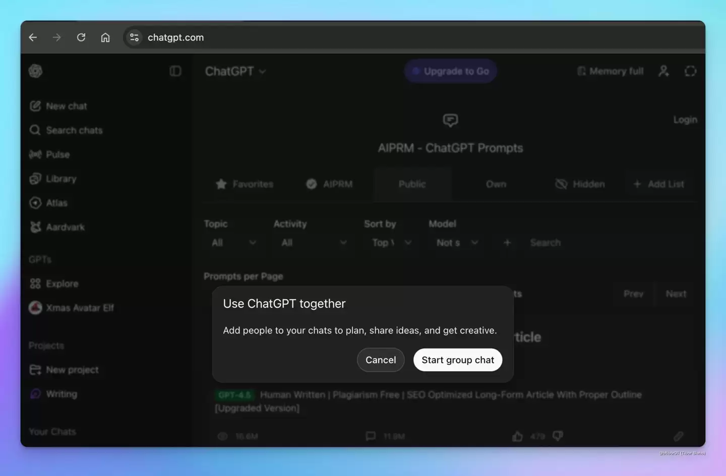 ChatGPT 内测“群聊”功能，OpenAI 计划推出“共享项目”模式