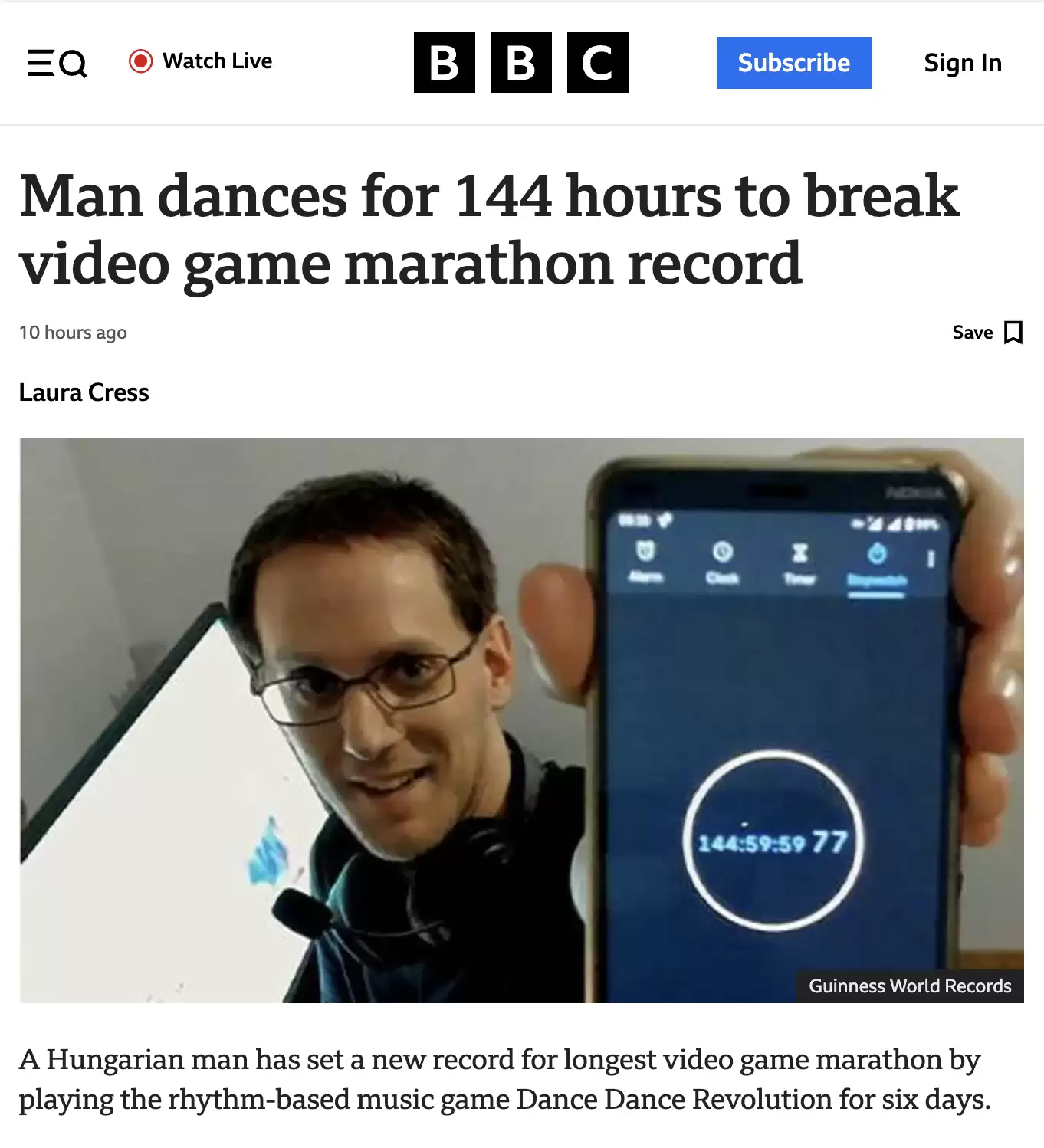 连玩6天《劲舞革命》，匈牙利34岁男子创下电子游戏马拉松最长时长纪录