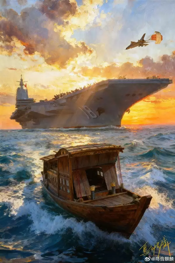 乌合麒麟新作:福建舰、南湖红船同框+ 拭目81192返航