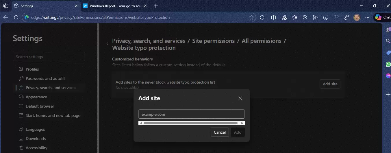 微软 Edge 浏览器地址栏将允许用户跳过拼写错误警告