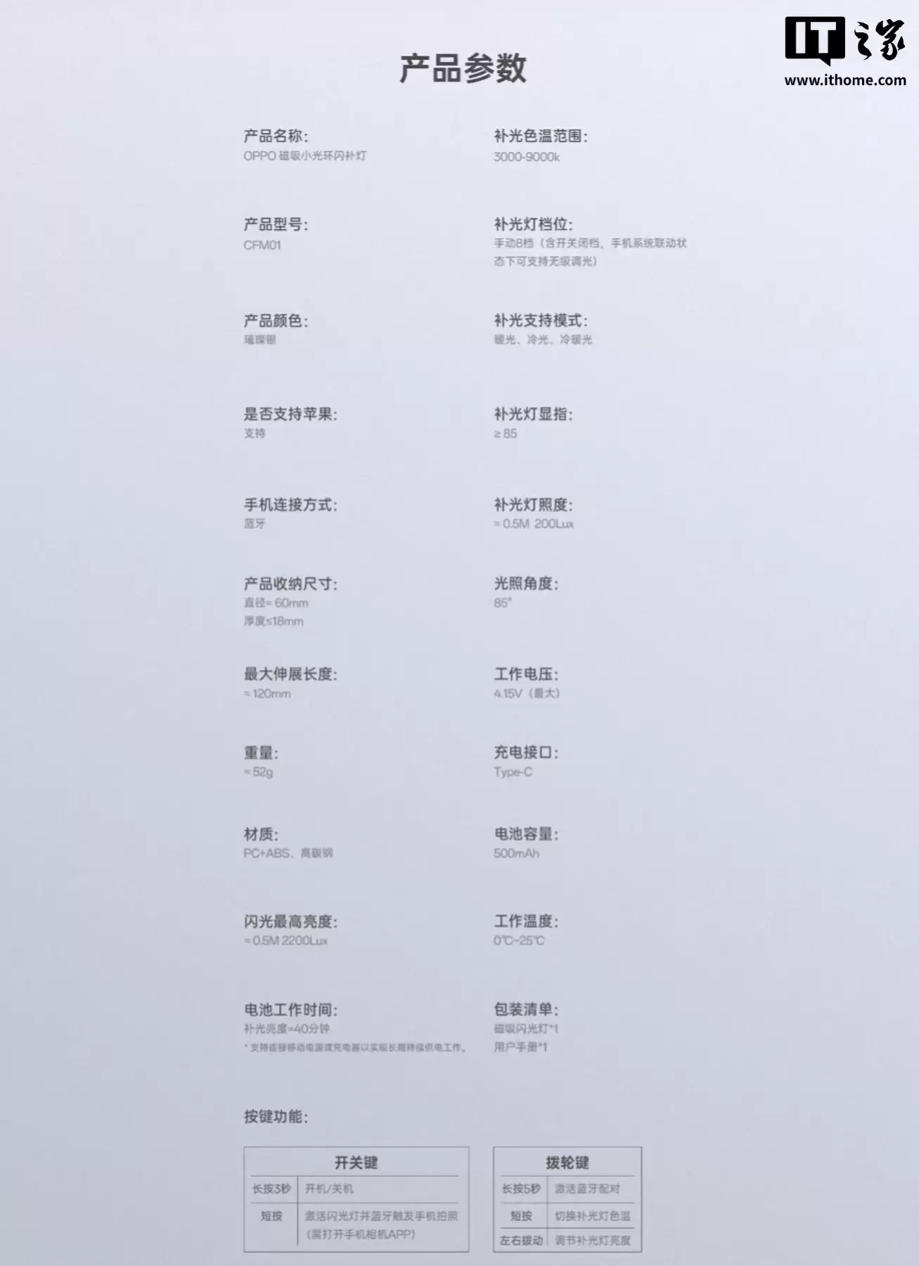 OPPO 磁吸小光环闪光灯发布：内置补光 / 闪光灯，磁吸感应自动开机、兼容苹果 iPhone