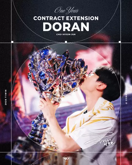 T1官宣Doran续约至2026年共赴新征途