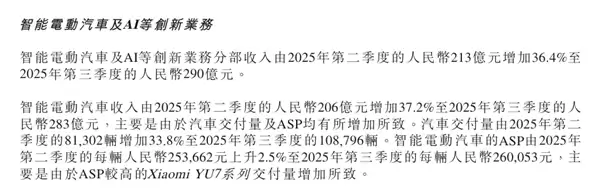 首次实现单季盈利！小米汽车Q3交付破10万台 平均售价260053元