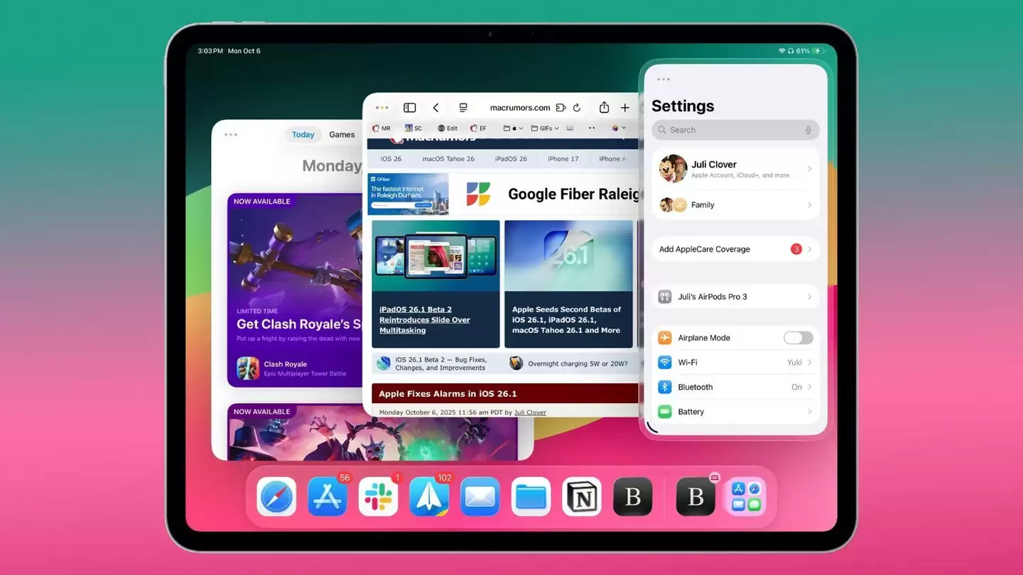 回应用户呼声,苹果 iPadOS 26.2 Beta 3 重新测试旧版分屏功能