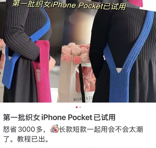 怒省3000多元!大量网友用钩针复刻iPhone Pocket