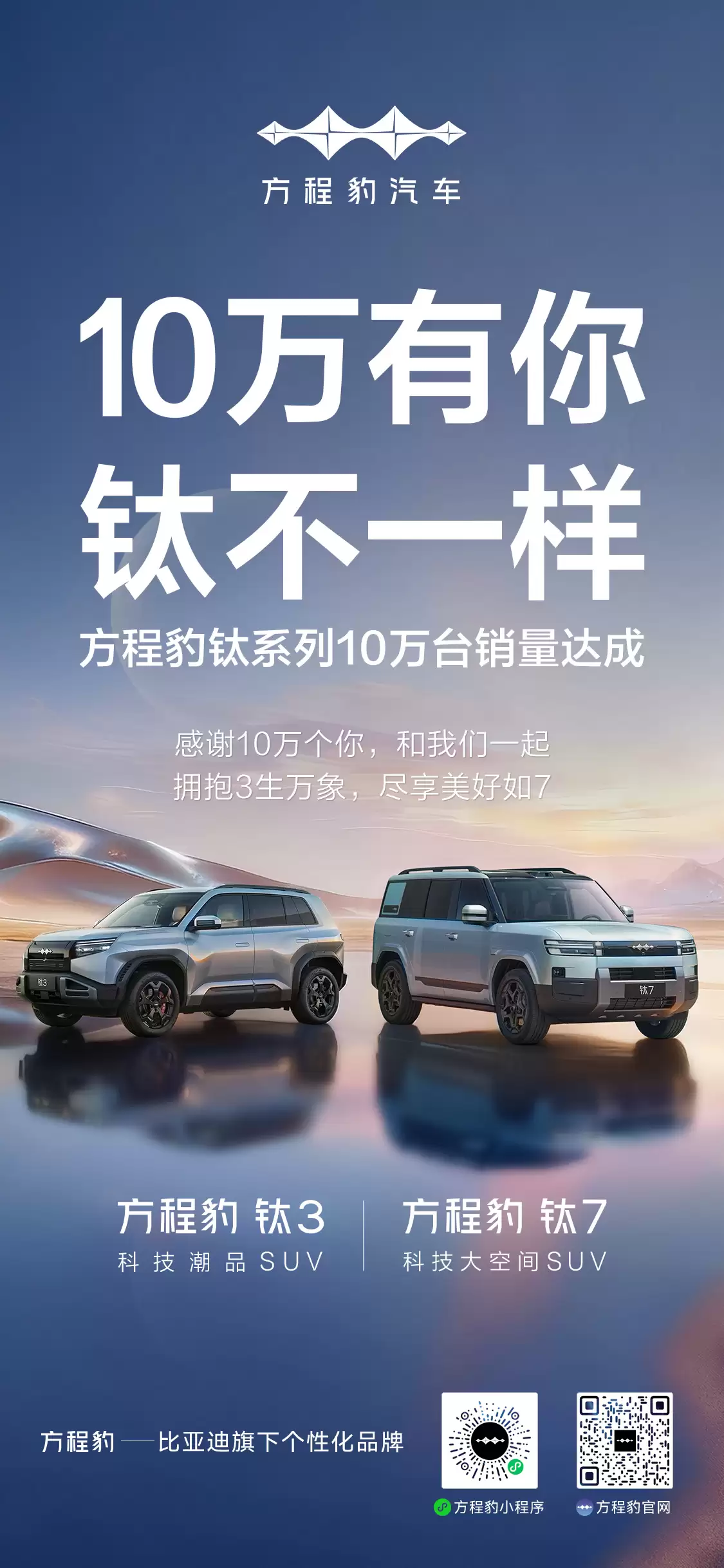 比亚迪汽车：方程豹钜系列累计销量达 10 万台，历时 7 个月