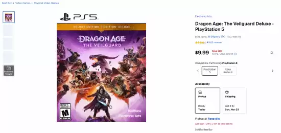 龙腾世纪4PS5实体豪华版现价仅9.99美元,数字版同步大促引玩家热议