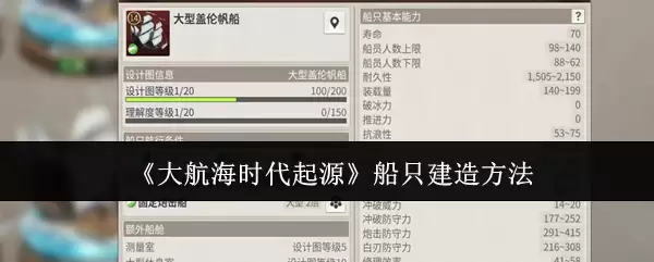 《大航海时代起源》船只建造方法