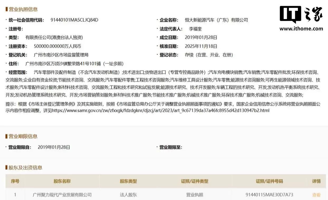 广州国资接手恒大汽车两家子公司