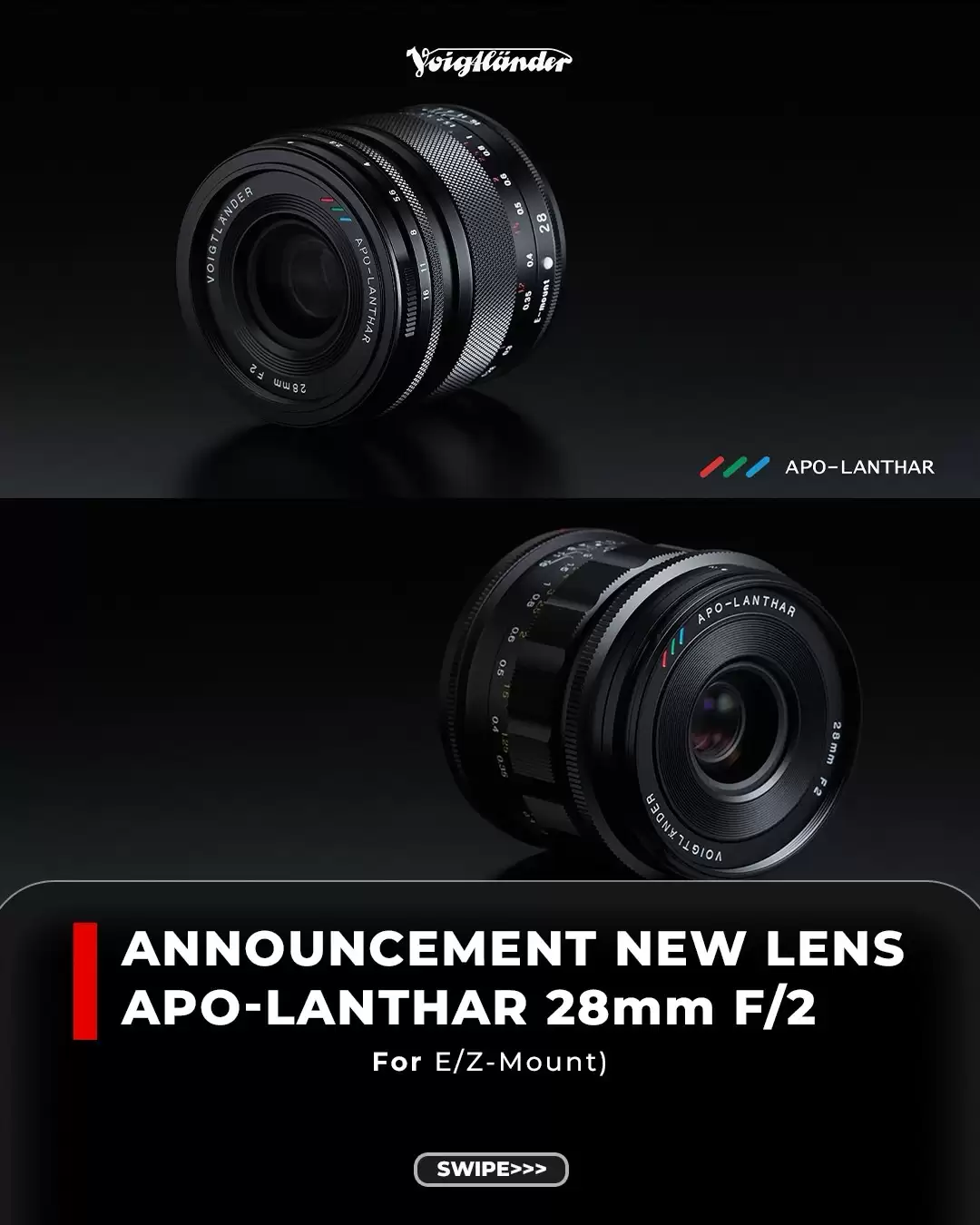福伦达 APO-LANTHAR 28mm f/2.0 镜头新增 E/Z 卡口版本：手动对焦，12 月起上市