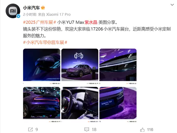 小米YU7 Max紫水晶版亮相信州车展