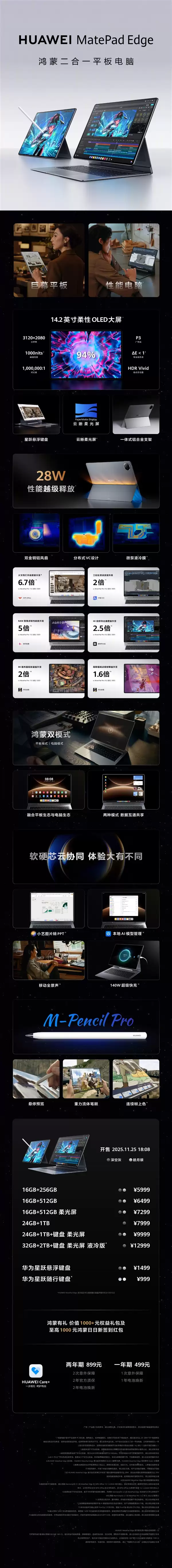 5999元起！华为MatePad Edge二合一平板电脑发布：平板、电脑需求一机满足