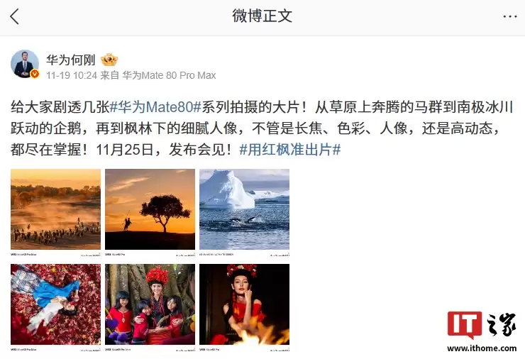 华为 Mate 80 系列新机影像预热，支持电影风格拍摄、长焦微距视频等